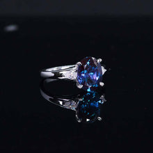 Load image into Gallery viewer, 3 ct Oval Alexandrite 14K White Gold Engagement Ring