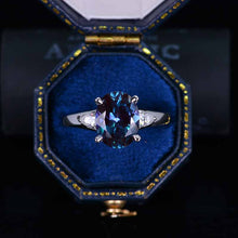 Load image into Gallery viewer, 3 ct Oval Alexandrite 14K White Gold Engagement Ring