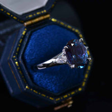 Load image into Gallery viewer, 3 ct Oval Alexandrite 14K White Gold Engagement Ring