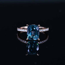 Load image into Gallery viewer, 2 Carat Cushion Teal Sapphire Hidden Halo Engagement Ring