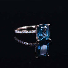 Load image into Gallery viewer, 2 Carat Cushion Teal Sapphire Hidden Halo Engagement Ring