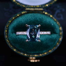 Load image into Gallery viewer, 2 Carat Cushion Teal Sapphire Hidden Halo Engagement Ring