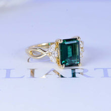 Load image into Gallery viewer, 3 Carat Emerald Cut Emerald Stone Twisted Shank Engagement Ring