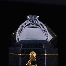 Load image into Gallery viewer, 2 Carat Princess Cut Aquamarine White Gold Vintage Style Engagement Ring