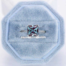 Load image into Gallery viewer, 3 Carat Princess Cut Alexandrite Engagement Eternity Gold Ring Set