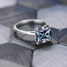 Load image into Gallery viewer, 3 Carat Princess Cut Alexandrite 14K White Gold Engagement Ring