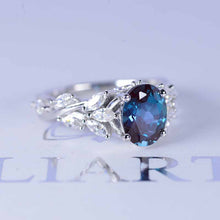 Load image into Gallery viewer, Celtic 2 Carat Oval Alexandrite 14K White Gold Engagement Ring