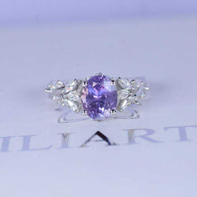 Load image into Gallery viewer, Celtic 2 Carat Oval Purple Sapphire 14K White Gold Engagement Ring