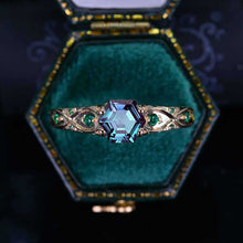 Load image into Gallery viewer, 14K Yellow Gold Hexagonal Alexandrite Celtic Engagement Ring