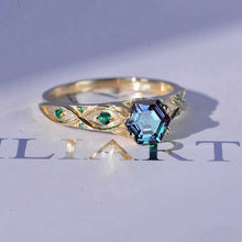 Load image into Gallery viewer, 3 Carat 14K Yellow Gold Hexagonal Alexandrite Celtic Engagement Ring