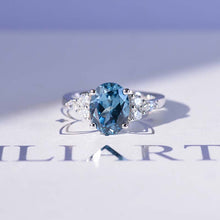 Load image into Gallery viewer, 3 Carat Oval Teal Sapphire Engagement White Gold Ring