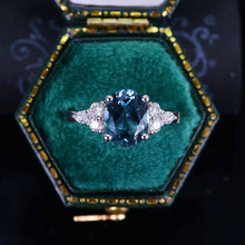 Load image into Gallery viewer, 3 Carat Oval Teal Sapphire Engagement White Gold Ring