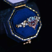 Load image into Gallery viewer, 3 Carat Pear Brilliant Cut Alexandrite Floral 14K Yellow Gold Engagement Ring