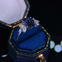 Load image into Gallery viewer, 14K Rose Gold 2 Carat Oval Alexandrite Halo Vintage Engagement Ring