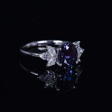 Load image into Gallery viewer, 14K Rose Gold 2 Carat Oval Alexandrite Halo Vintage Engagement Ring