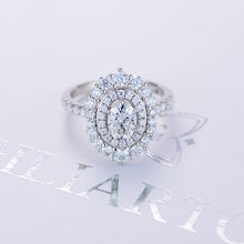 Load image into Gallery viewer, 14K White Gold 3.2 CTW Oval Moissanite Double Halo Engagement Ring