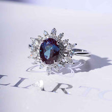Load image into Gallery viewer, 14K White Gold 2 Carat Oval Alexandrite  Snowflake Halo Engagement Ring