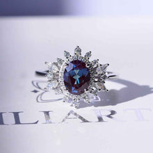 Load image into Gallery viewer, 14K White Gold 2 Carat Oval Alexandrite  Snowflake Halo Engagement Ring