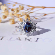 Load image into Gallery viewer, 14K White Gold 2 Carat Oval Alexandrite  Snowflake Halo Engagement Ring