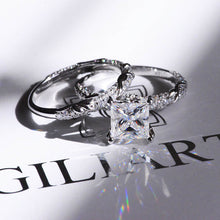 Load image into Gallery viewer, 2 Carat Princess Cut Giliarto Moissanite Diamond White Gold Floral Engagement Ring Set