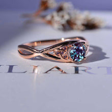 Load image into Gallery viewer, Fairy Tail Alexandrite Celtic Engagement Ring 14K Rose Gold