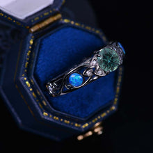Load image into Gallery viewer, 6mm Round Teal Sapphire Celtic Engagement Ring 14K Black Gold