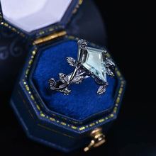 Load image into Gallery viewer, 2.5 Carat Kite Genuine Aquamarine Black Gold Engagement Ring. 2.5CT Fancy Shield Shape Genuine Aquamarine Ring