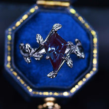 Load image into Gallery viewer, 2.5 Carat Kite Alexandrite Black Gold Engagement Ring. 2.5CT Fancy Shield Shape Alexandrite Ring