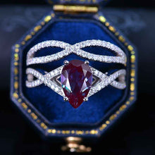 Load image into Gallery viewer, 3 Carat Pear Alexandrite Halo Twisted Engagement Ring 14K White Gold Ring Set