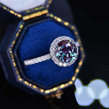 Load image into Gallery viewer, 2 Carat Alexandrite Halo Gold Engagement Promissory Ring