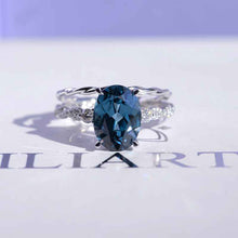 Load image into Gallery viewer, 14K White Gold 3.5 Carat Oval Teal Sapphire Rope Engagement Ring Eternity Ring Set