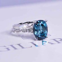 Load image into Gallery viewer, 14K White Gold 3.5 Carat Oval Teal Sapphire Rope Engagement Ring Eternity Ring Set