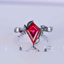 Load image into Gallery viewer, 2.5 Carat Kite Ruby Twig Floral Leaf 14K Black Gold Engagement Ring