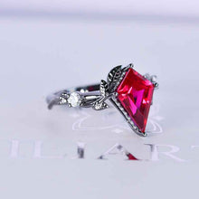 Load image into Gallery viewer, 2.5 Carat Kite Ruby Twig Floral Leaf 14K Black Gold Engagement Ring