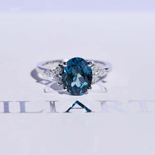 Load image into Gallery viewer, 3 Carat Oval Teal Sapphire Diamonds Engagement Ring