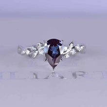 Load image into Gallery viewer, 3 Carat Pear Cut Alexandrite Floral Gold Floral Engagement Ring