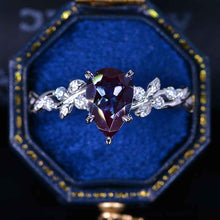 Load image into Gallery viewer, 3 Carat Pear Cut Alexandrite Floral Gold Floral Engagement Ring