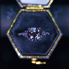 Load image into Gallery viewer, 2 Carat Alexandrite Amethyst Celtic Engagement Black Gold Ring