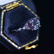 Load image into Gallery viewer, 2 Carat Alexandrite Amethyst Celtic Engagement Black Gold Ring