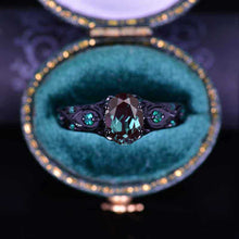 Load image into Gallery viewer, 14K Black Gold Oval Alexandrite Celtic Engagement Ring
