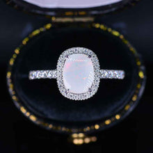 Load image into Gallery viewer, 2.5Ct Cushion Genuine Natural White Opal 14K White Engagement Ring, Cushion Halo Engagement Ring