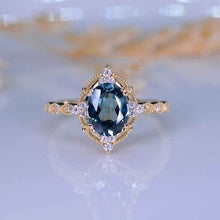 Load image into Gallery viewer, 2 Carat Oval Teal sapphire Halo Vintage Engagement Ring