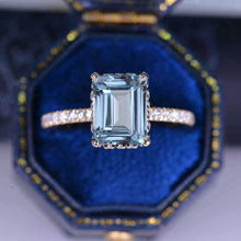 Load image into Gallery viewer, 3 Carat Giliarto Radiant Cut Genuine Natural Aquamarine Hidden Halo 14K Yellow Gold Engagement Ring