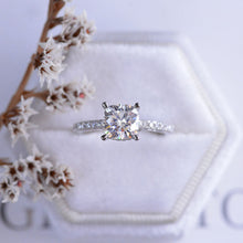 Load image into Gallery viewer, 2 Carat Moissanite Diamond Cushion Cut Hidden Halo White Gold Engagement Ring