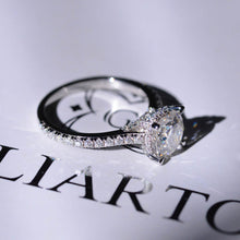 Load image into Gallery viewer, 2 Carat Moissanite Diamond Cushion Cut Hidden Halo White Gold Engagement Ring
