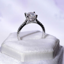 Load image into Gallery viewer, 2 Carat Moissanite Diamond Cushion Cut Hidden Halo White Gold Engagement Ring