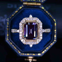 Load image into Gallery viewer, 3Ct Emerald Cut Halo Alexandrite Ring, Alexandrite Ring, Alexandrite Emerald Cut Vintage Style Ring