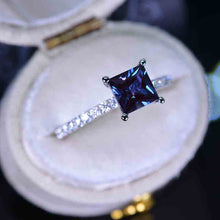 Load image into Gallery viewer, 1.5 Carat Princess Cut Alexandrite Engagement Gold Ring