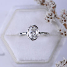 Load image into Gallery viewer, 3 Carat Oval Giliarto Moissanite Bezel Set Engagement Ring