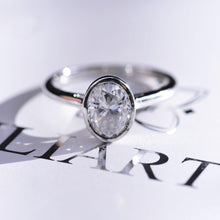 Load image into Gallery viewer, 3 Carat Oval Giliarto Moissanite Bezel Set Engagement Ring